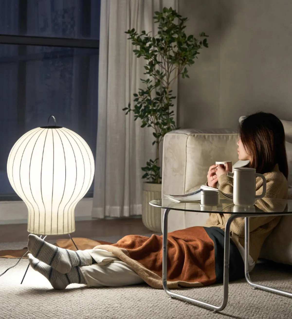 jellyfish balloon shape silk made floor lamp as a reading light