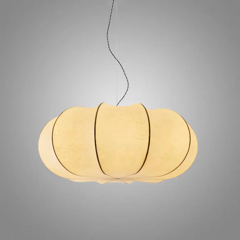 oblate pumpkin shade silk made pendant lamp