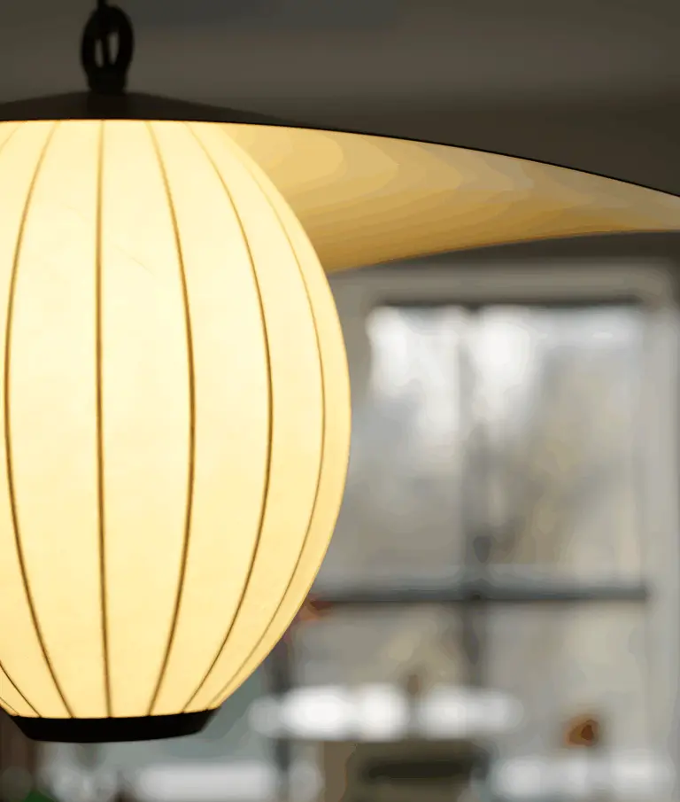 satellite silk made pendant light colser lighted details