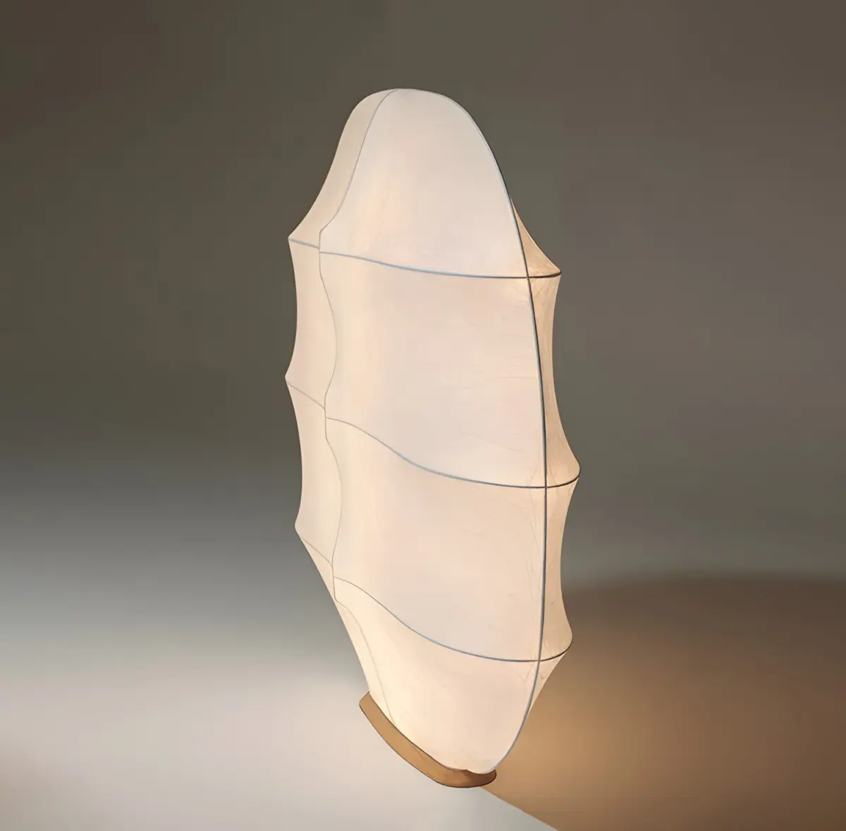 silk made tacchini gunta floor lamp lighted side view